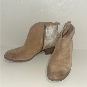 Sofft Gold and Tan Ankle Booties with Suede Finish